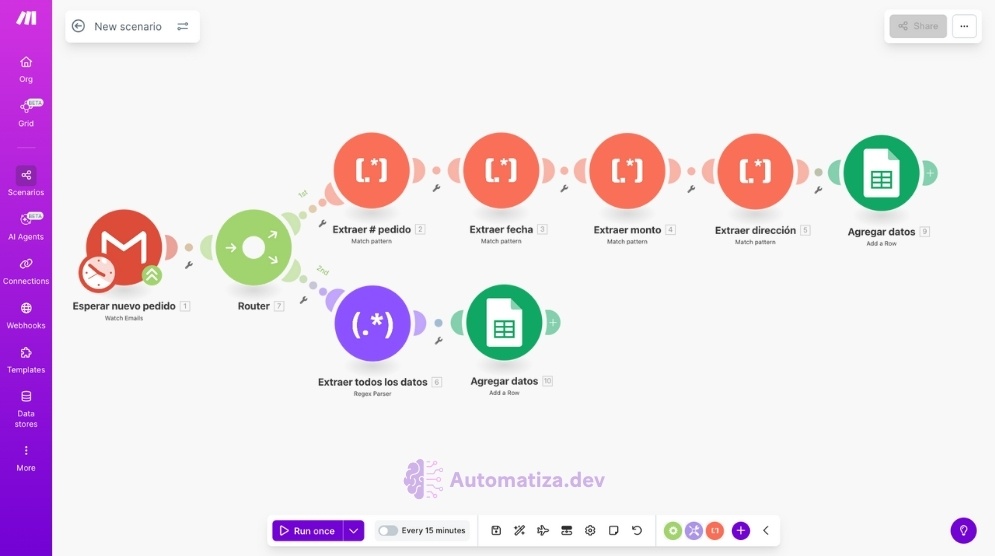 Extraer datos desde confirmación de pedido en Gmail con expresiones regulares