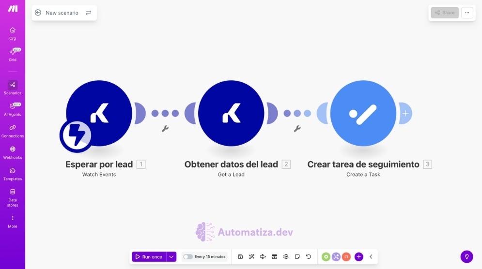 Convierte Leads de Kommo en tareas en Google Tasks sin esfuerzo