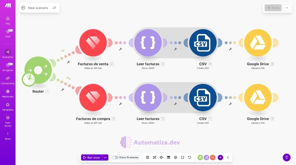 Exporta facturas de compra y venta de Holded a Google Drive en formato CSV