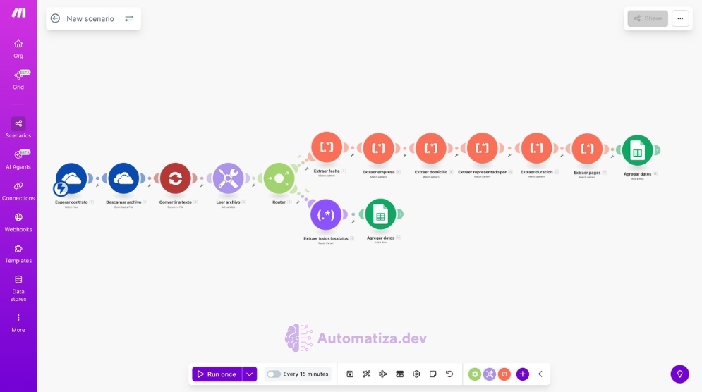 Extraer datos desde contrato subido a Onedrive con expresiones regulares
