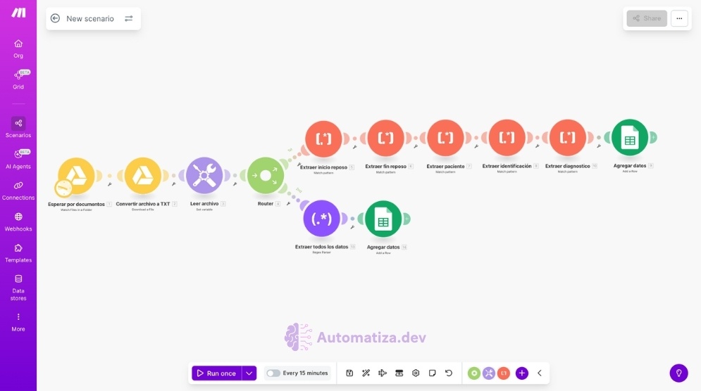 Extraer datos desde licencia medica subida a Google drive con expresiones regulares