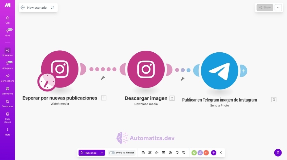 Automatiza Publicaciones en Telegram desde Instagram